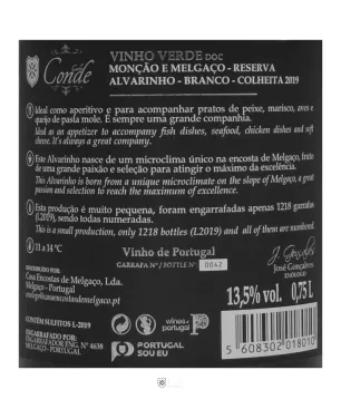 2019 Carlos Conde Reserva Alvarinho - Encontros com Vinho Premium