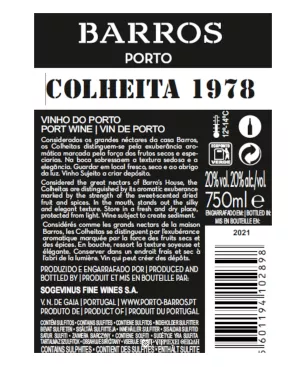 1978 Barros Colheita Tawny - Encontros com Vinho Premium